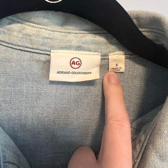 Adriano Goldschmied Chambray Denim Jean Button up Top Sz Small - Picture 2 of 7